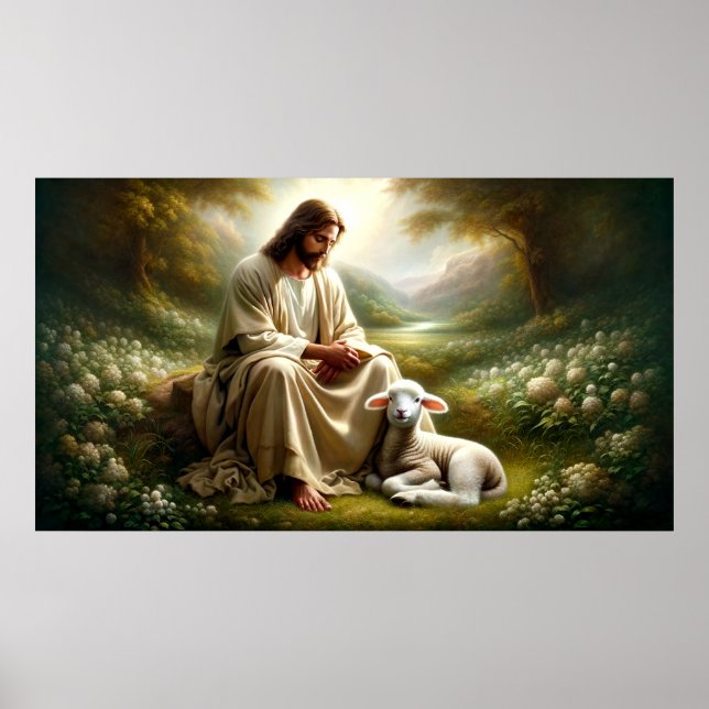 Poster d'art Jésus et agneau (Devant)