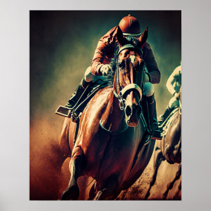 Poster d'art Jockey Retro Style Horse Racing