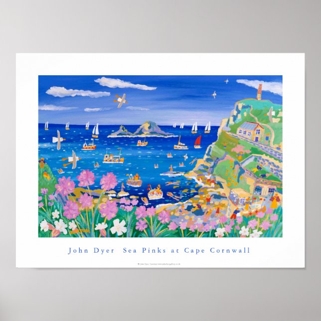 Poster d'art : John Dyer Sea Pinks à Cape Cornwall (Devant)