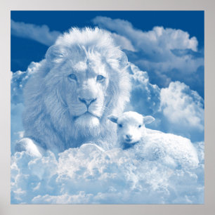 Poster d'art Lion et agneau