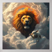 Poster d'art Lion et agneau