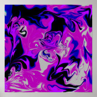 Poster D'Art Liquide Bleu, Rose, Noir Et Blanc #3
