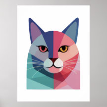 Poster d'art moderne avec chat rose 2