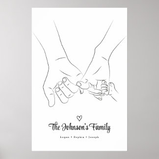 Poster d'art moderne Simple Family Holding Hand Li