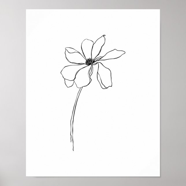Poster d'Art Moderne Simple Fleurs Line (Devant)