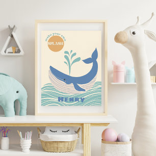 Poster d'art mural Blue Ocean Whale