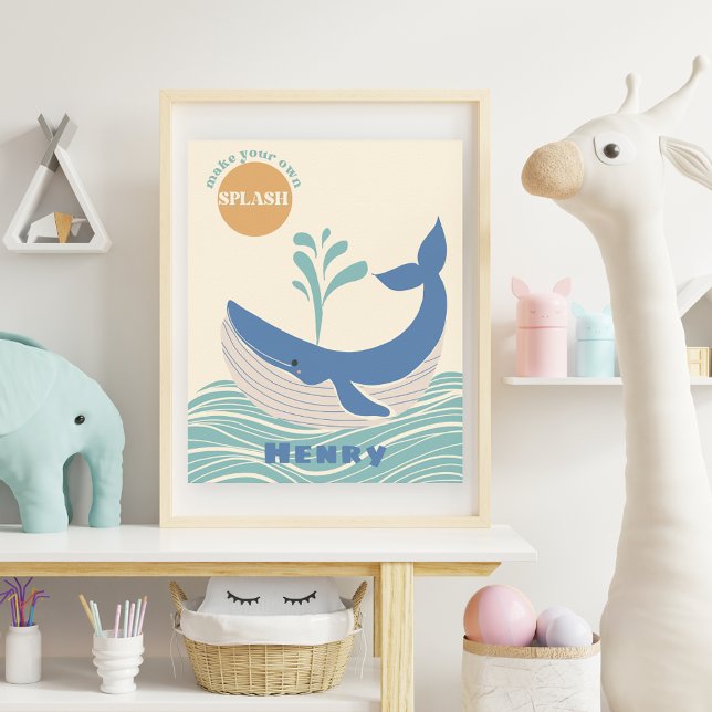 Poster d'art mural Blue Ocean Whale (Créateur téléchargé)