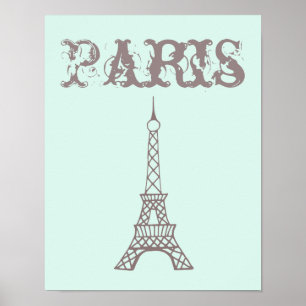 Poster d'art mural de la Tour Eiffel vert Mint Imp