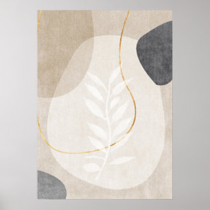 Poster d'art mural de lignes d'or géométriques Abs