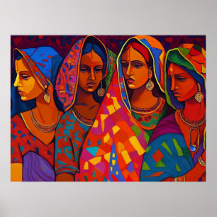 Poster d'art mural des femmes du Rajasthan