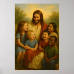 Poster d'art mural Jesus And Children™ LDS