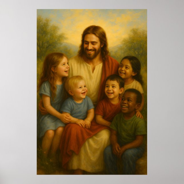 Poster d'art mural Jesus And Children™ LDS (Devant)