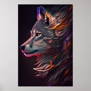 Poster d'art mural loup Abstrait