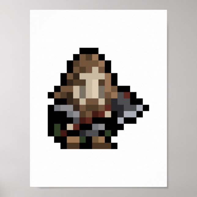 Poster d'art nain 8 bits 16x16 pixels (Devant)