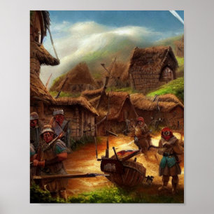 Poster d'Art numérique du village mignon #02