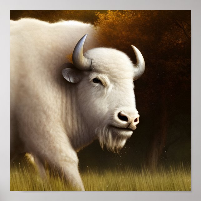 Poster d'Art numérique Mystic White Buffalo (Devant)