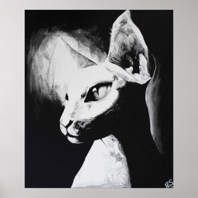Poster d'art original de Sphynx Cat Feline (Devant)