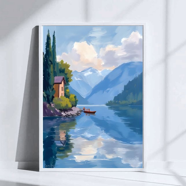 Poster d'art peint sur le lac de Côme, Italie Impr (Créateur téléchargé)