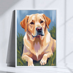 Poster d'art Peinture de chien de laboratoire jaun