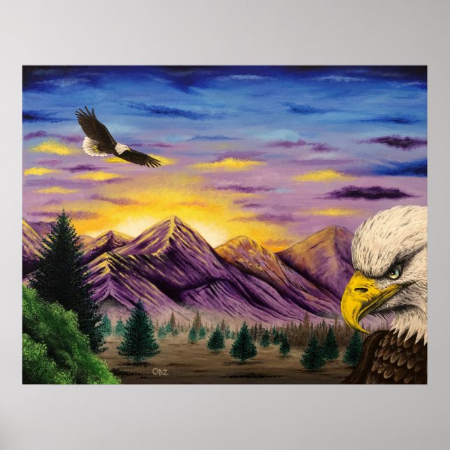 Poster d'art Pittoresque "Smoky Mountain Eagles" I (Devant)