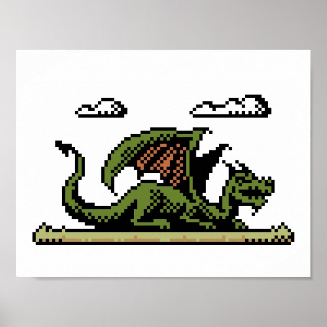 Poster d'Art Pixel 8 bits de la plateforme Dragon (Devant)