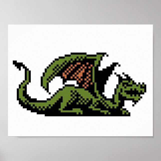 Poster d'art Pixel 8 bits Dragon (Devant)