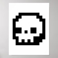 Poster d'art Pixel 8 bits du crâne
