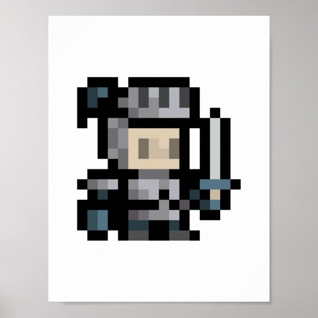 Poster d'art Pixel 8 bits Knight 16x16 Sprite Pixe (Devant)