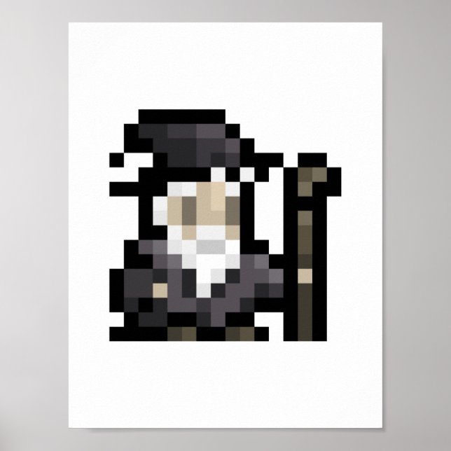 Poster d'art Pixel de 16x16 Sprite Wizard 8 bits (Devant)