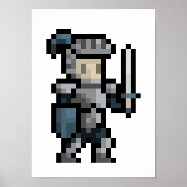 Poster d'art Pixel Knight 8 bits (Devant)