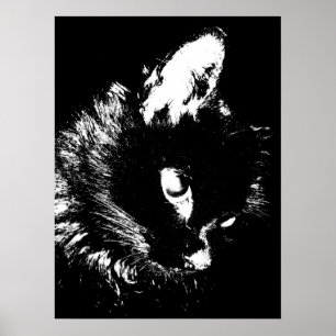 Poster d'art Pop de chat noir Imprimer - Poster de