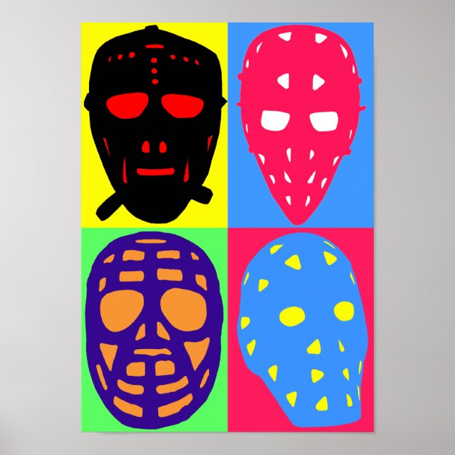 Poster d'art pop de hockey masques de gardien de b (Devant)