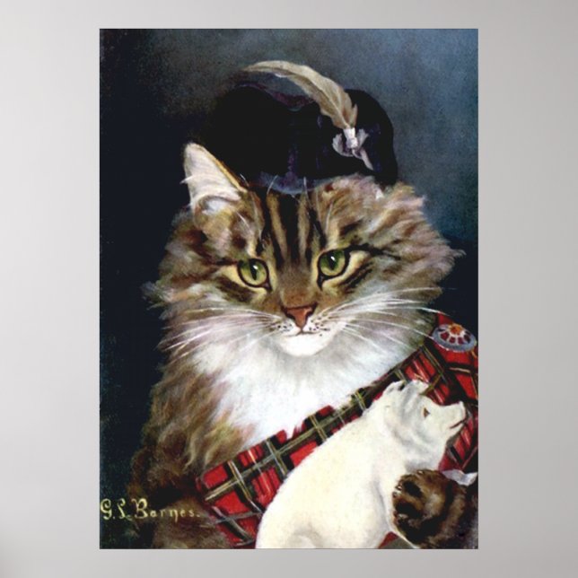 Poster d'art pour chats vintage Highland Imprimer (Devant)