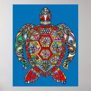 Poster d'art Psychédélique sur la tortue de mer