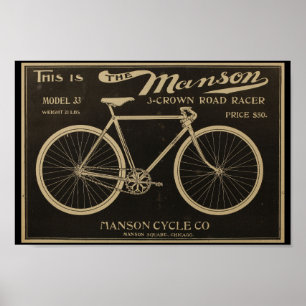 Poster d'art publicitaire à vélo Manson 1899 Vinta