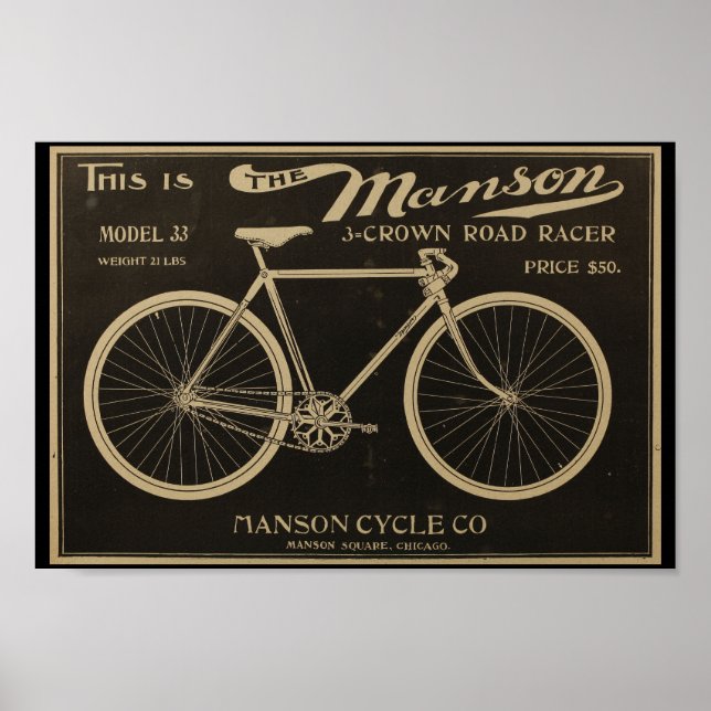 Poster d'art publicitaire à vélo Manson 1899 Vinta (Devant)