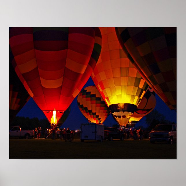 Poster d'art raffiné du ballon à air chaud du soir (Devant)