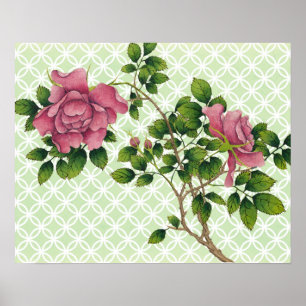 Poster d'art rétro rose vintage