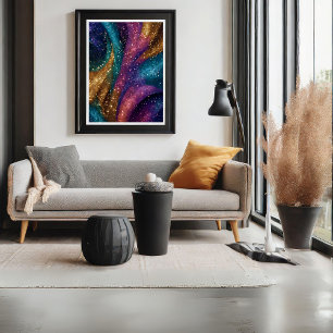 Poster d'art rose Abstrait parties scintillant