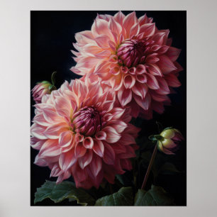Poster d'art rose Dahlia
