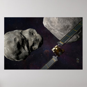 Poster Dart Spacecraft Et Le Liciacube Avant Impact