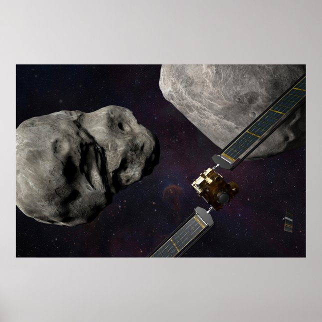 Poster Dart Spacecraft Et Le Liciacube Avant Impact (Devant)