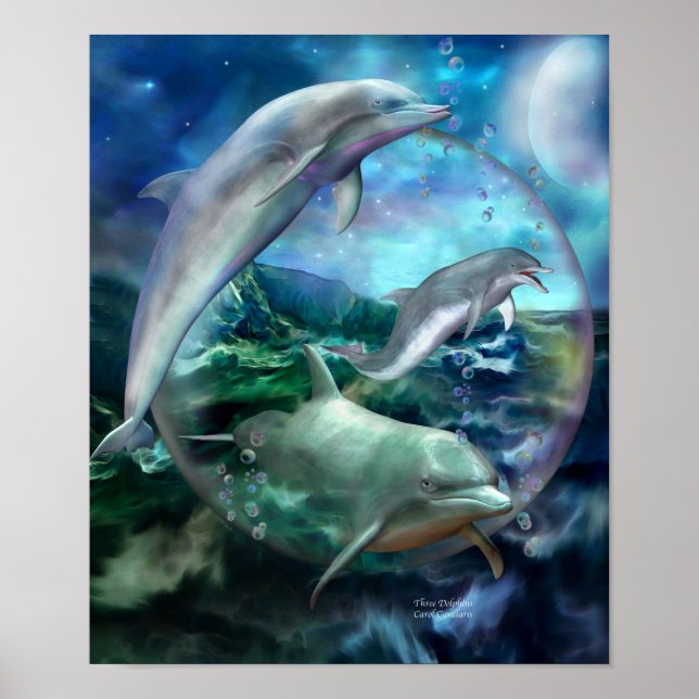 Poster d'art trois dauphins/Imprimer (Devant)