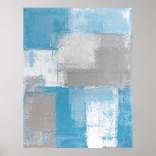 Poster d'art Turquoise et gris "Furry" Imprimer