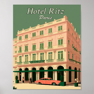 Poster d'art Vintage minimaliste Hotel Ritz Paris