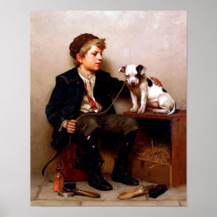 Poster d'art Vintage pour garçon et chien