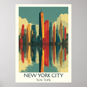 Poster d'art Vintage Skyline de New York