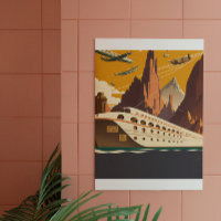 Poster d'art Vintage voyage Bateau & Avions