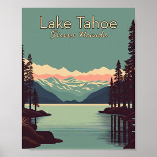 Poster d'art Vintage voyage minimaliste du lac Tah