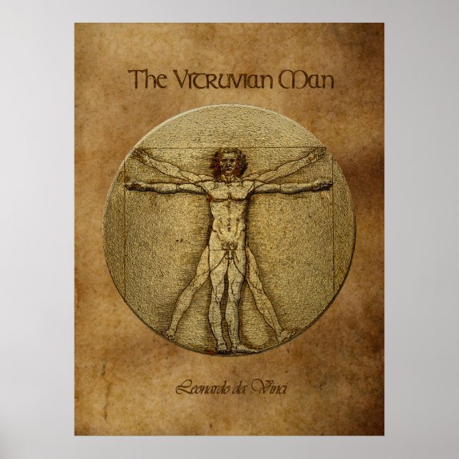 Poster d'art VITRUVIAN MAN Leonardo Da Vinci (Devant)
